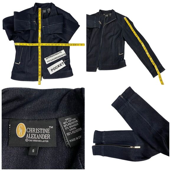 Christine Alexander Jacket Womens Sz Small Blue Zip Up Denim Work Office Capsule - Picture 4 of 16
